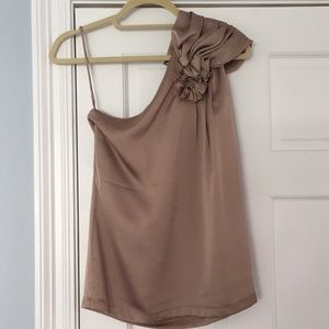 Joy Joy one shoulder gold silk top